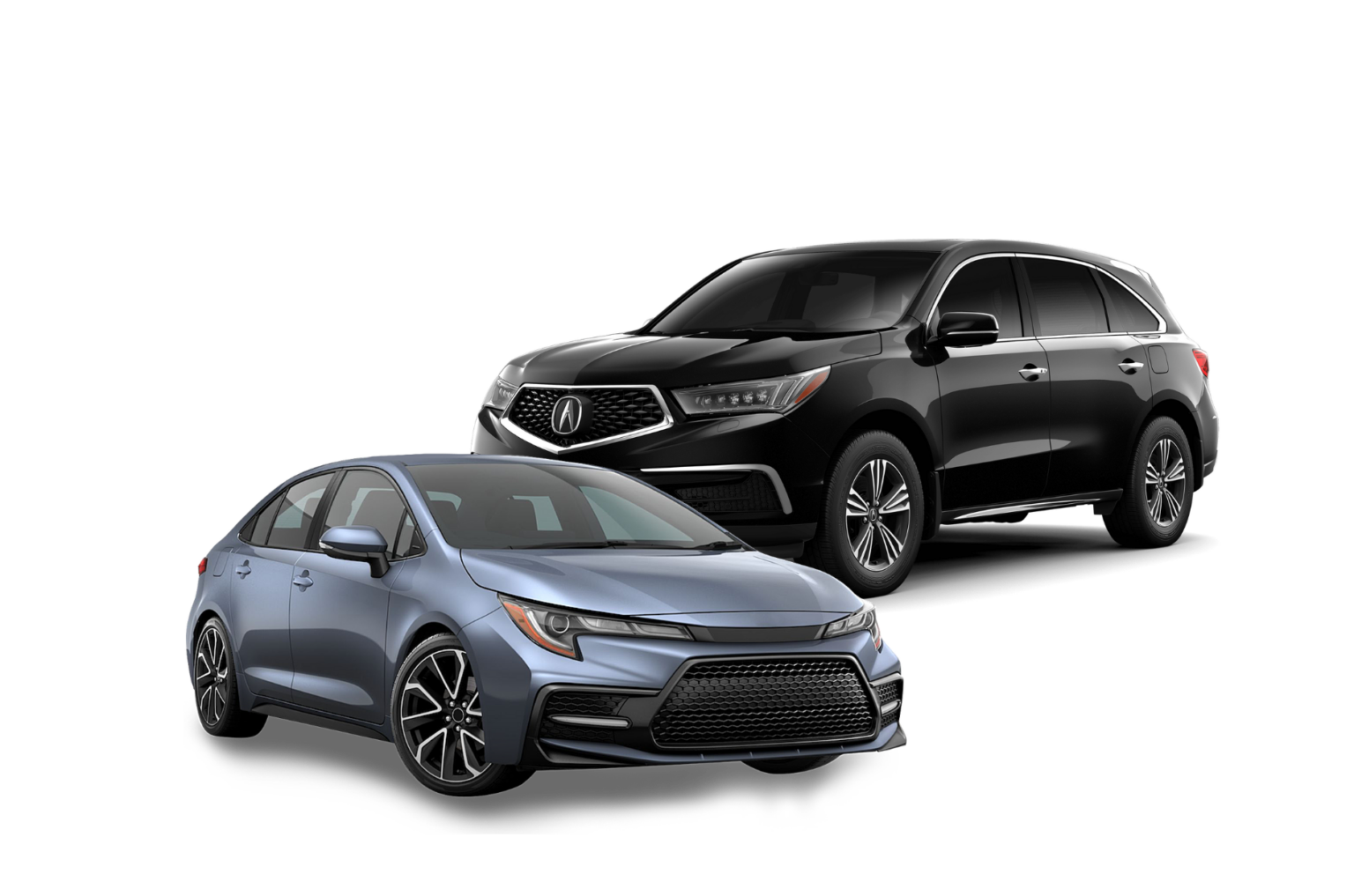 Blue sedan and black SUV — sell your car, truck, or SUV in Edmonton and across Alberta with Kamocars